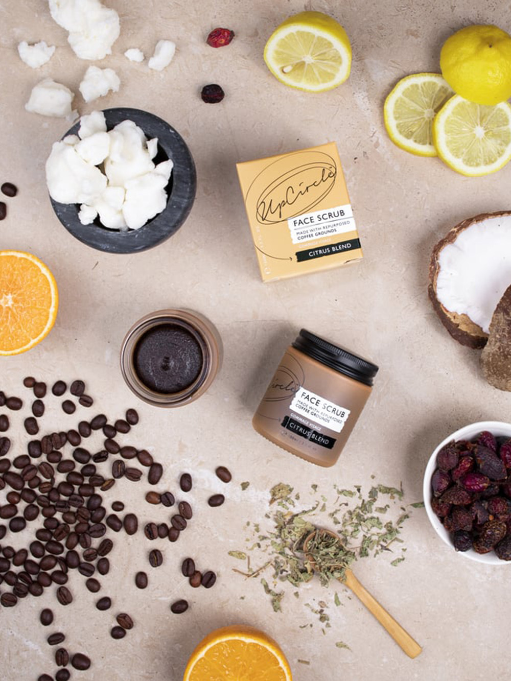 UpCircle face scrub with coffee citrus blend