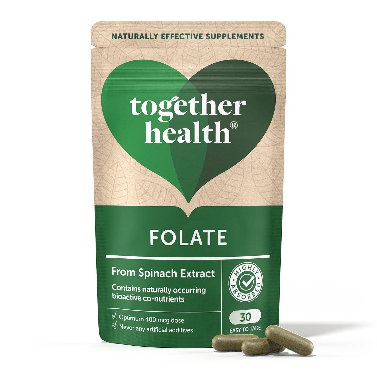 Folate – Natural Alternative To Folic Acid – Vitamins - 30 Capsules